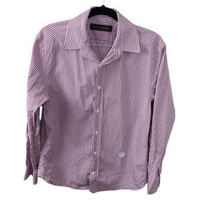Louis Vuitton Italy Red Plaid Embroidered Logo Shirt Size Small